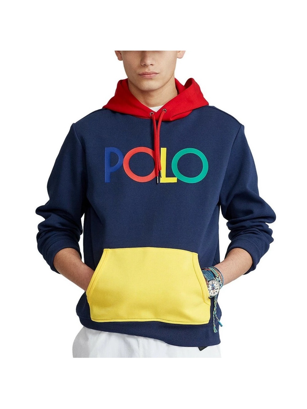 Polo by Ralph Lauren Navy Hoodie with Red Hood & Yellow Pocket